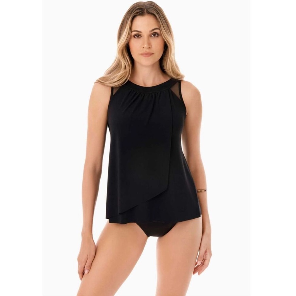 Miraclesuit Ursula Tankini Top Illusionists Black Underwire Swim Spring Summer